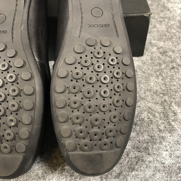 Geox Shoes Women's Size 7 Black Leather Loafers Respira D642TA Made In Italy - Picture 14 of 16